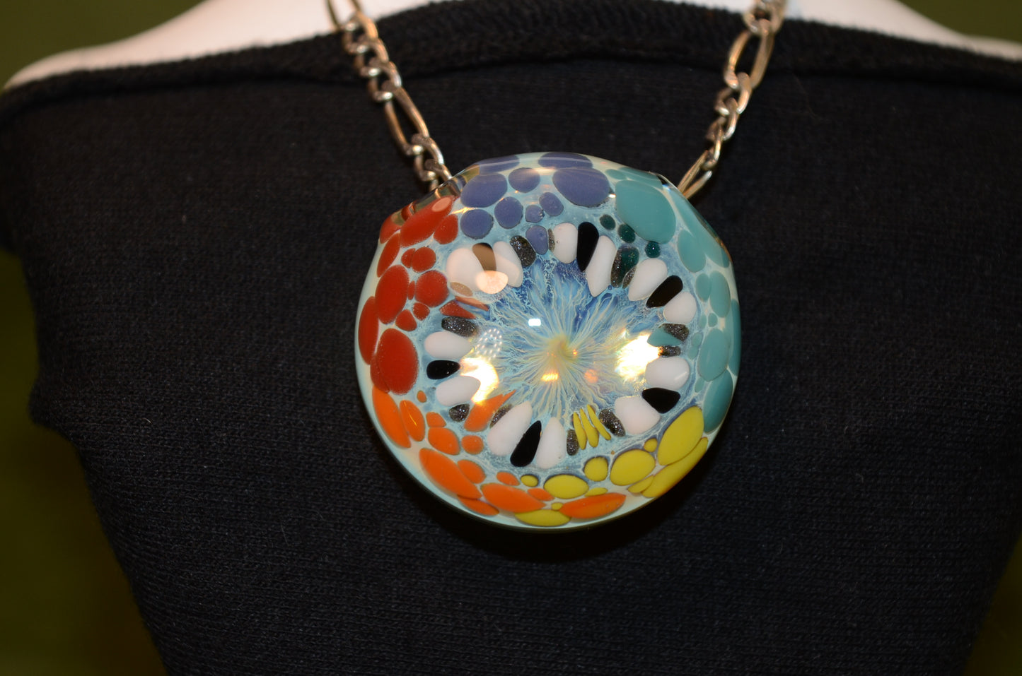 Rainbow and Fume Dotwork Inside Out Pendant